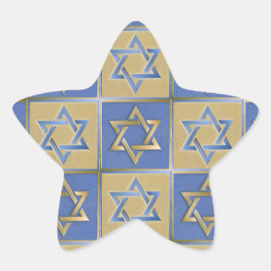 Judaica Davidster Metaal Goud Blauw Ster Sticker