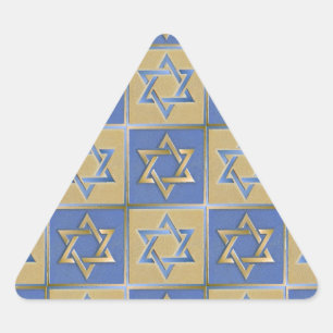 Judaica Davidster Metaal Goud Blauw Sticker