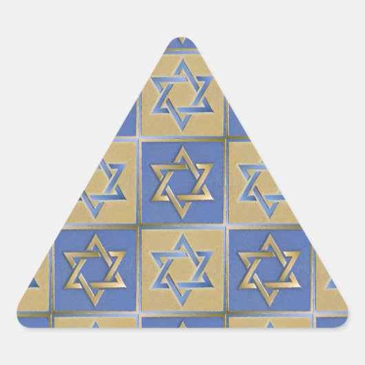 Judaica Davidster Metaal Goud Blauw Sticker (Voorkant)