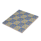 Judaica Davidster Metaal Goud Blauw Tegeltje (Zijkant)