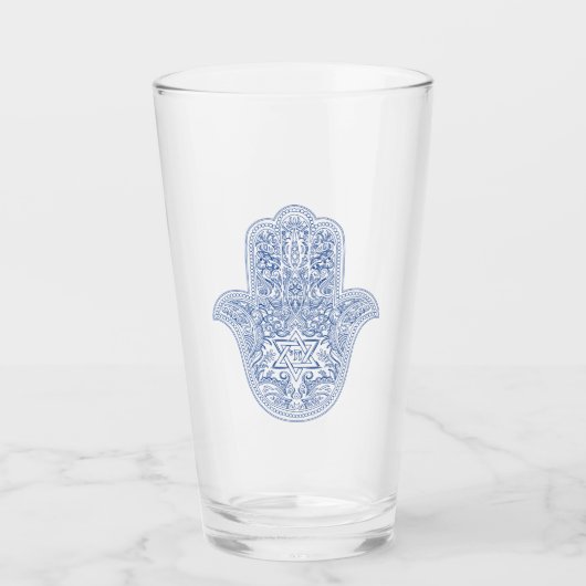 Judaica - Drink bril - Hamsa Design Glas (Voorkant)