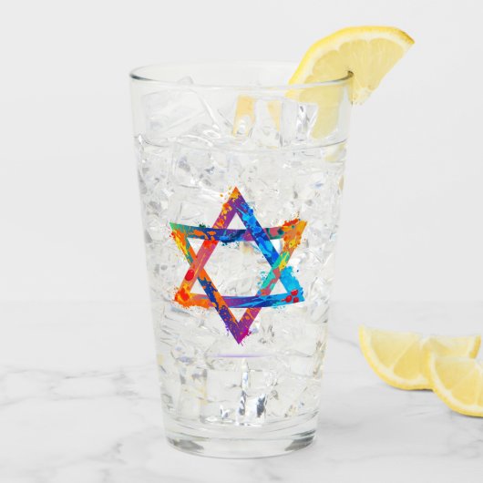 Judaica - Drink bril - joodse sterren - cadeautjes Glas (Achterkant ijs)