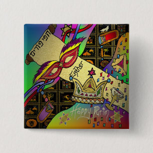 Judaica Fijne Purim Joodse Feestdag Kleding Cadeau Vierkante Button 5,1 Cm