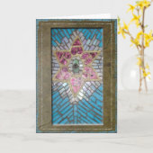 Judaica: Glas in lood Mozaïek Harten Ster van Davi Kaart (Gele Bloem)