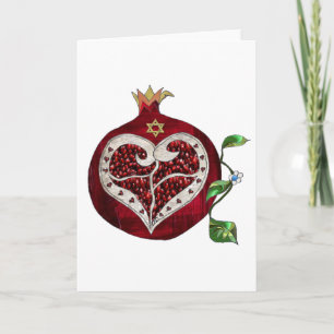 Judaica Granaatappel Hart Hanukkah Rosh Hashanah Feestdagen Kaart
