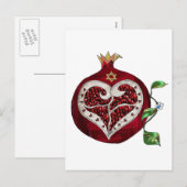 Judaica Granaatappel Hart Hanukkah Rosh Hashanah Feestdagenkaart (Voorkant / Achterkant)