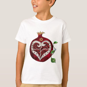 Judaica Granaatappel Hart Hanukkah Rosh Hashanah T-shirt