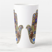 Judaica Hamsa Hearts Flowers Opal Art Print Latte Mok (Voorkant)