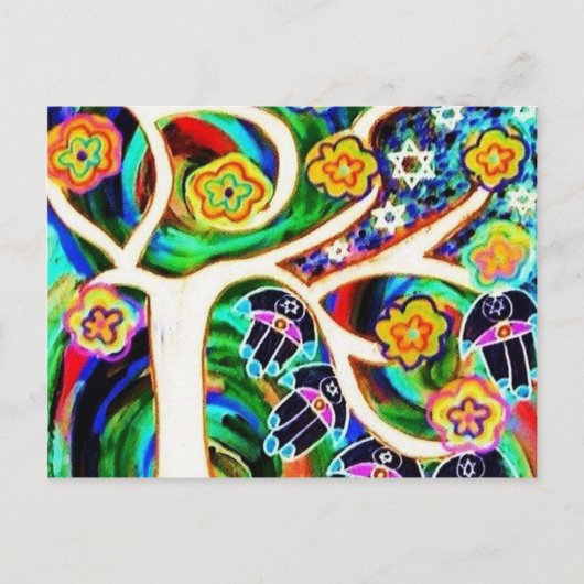 Judaica Hamsa Ivory Tree of Life Briefkaart (Voorkant)