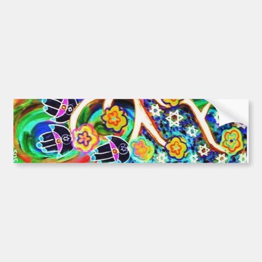 Judaica Hamsa Ivory Tree of Life Bumpersticker (Voorkant)