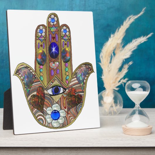 Judaica Hamsa maakt bloemen optische kunst afdrukk Fotoplaat (Zijkant)