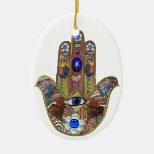 Judaica Hamsa maakt bloemen optische kunst afdrukk Keramisch Ornament