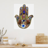 Judaica Hamsa maakt bloemen optische kunst afdrukk Poster (Keuken)