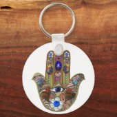 Judaica Hamsa maakt bloemen optische kunst afdrukk Sleutelhanger (Voorkant)