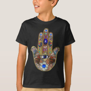 Judaica Hamsa maakt bloemen optische kunst afdrukk T-shirt
