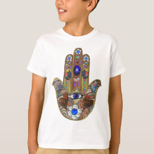 Judaica Hamsa maakt bloemen optische kunst afdrukk T-shirt
