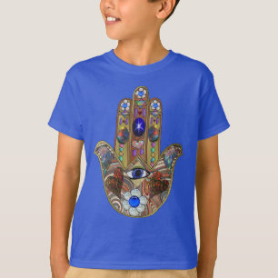Judaica Hamsa maakt bloemen optische kunst afdrukk T-shirt