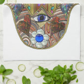 Judaica Hamsa maakt bloemen optische kunst afdrukk Theedoek (Gevouwen)