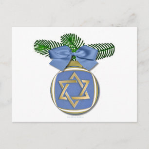 Judaica Hanukkah Davidster Ornament Afdruk Feestdagenkaart