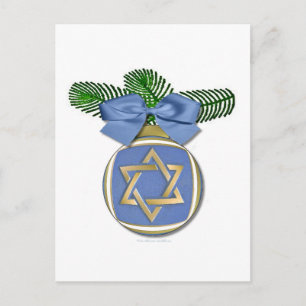 Judaica Hanukkah Davidster Ornament Afdruk Feestdagenkaart