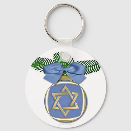 Judaica Hanukkah Davidster Ornament Afdruk Sleutelhanger (Voorkant)