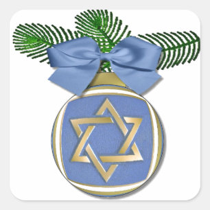 Judaica Hanukkah Davidster Ornament Afdruk Vierkante Sticker