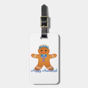 Judaica Hanukkah Gingerbrood Man Menorah Bagagelabel