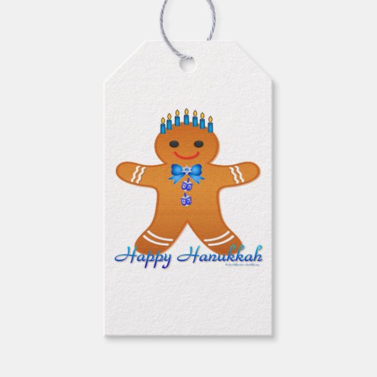 Judaica Hanukkah Gingerbrood Man Menorah Cadeaulabel (Voorkant)