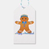 Judaica Hanukkah Gingerbrood Man Menorah Cadeaulabel (Voorkant)