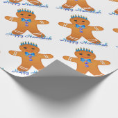 Judaica Hanukkah Gingerbrood Man Menorah Cadeaupapier (Hoek)