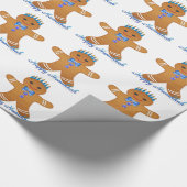 Judaica Hanukkah Gingerbrood Man Menorah Cadeaupapier (Hoek)