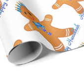 Judaica Hanukkah Gingerbrood Man Menorah Cadeaupapier (Rol Hoek)