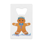 Judaica Hanukkah Gingerbrood Man Menorah Creditkaart Flessenopener (Voorkant)