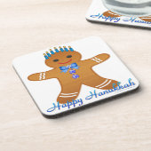 Judaica Hanukkah Gingerbrood Man Menorah Drankjes Onderzetter (Linkerzijde)