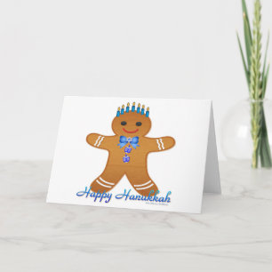 Judaica Hanukkah Gingerbrood Man Menorah Feestdagen Kaart