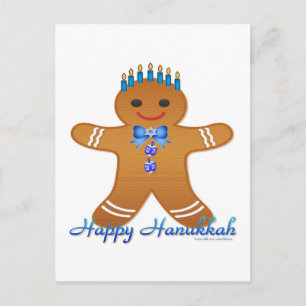 Judaica Hanukkah Gingerbrood Man Menorah Feestdagenkaart