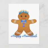 Judaica Hanukkah Gingerbrood Man Menorah Feestdagenkaart (Voorkant)