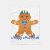 Judaica Hanukkah Gingerbrood Man Menorah Fleece Deken (Voorkant)