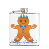 Judaica Hanukkah Gingerbrood Man Menorah Heupfles (Voorkant)