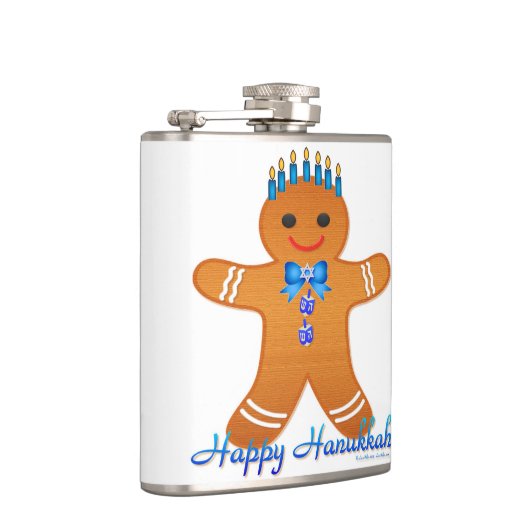 Judaica Hanukkah Gingerbrood Man Menorah Heupfles (Rechts)