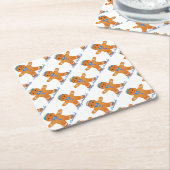 Judaica Hanukkah Gingerbrood Man Menorah Kartonnen Onderzetters (Schuin)