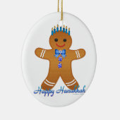 Judaica Hanukkah Gingerbrood Man Menorah Keramisch Ornament (Rechts)