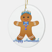 Judaica Hanukkah Gingerbrood Man Menorah Keramisch Ornament (Links)