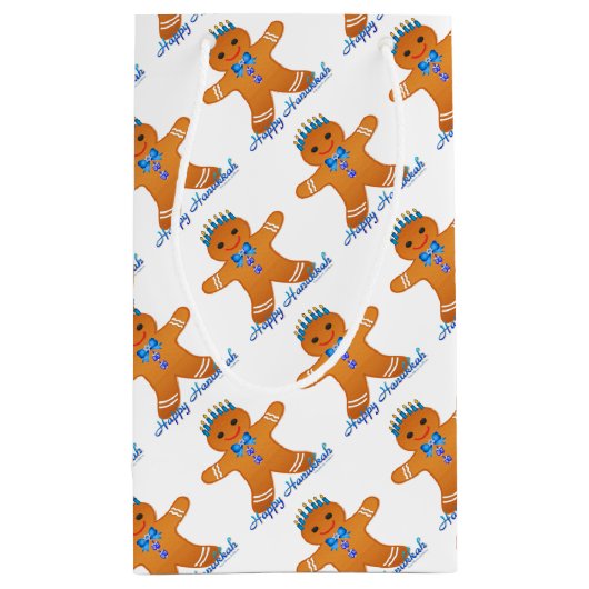 Judaica Hanukkah Gingerbrood Man Menorah Klein Cadeauzakje (Achterkant)