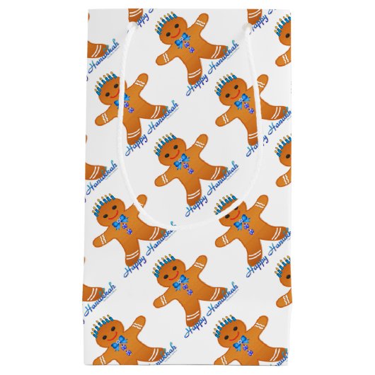 Judaica Hanukkah Gingerbrood Man Menorah Klein Cadeauzakje (Voorkant)