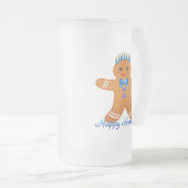 Judaica Hanukkah Gingerbrood Man Menorah Matglas Bierpul (Voorkant rechts)