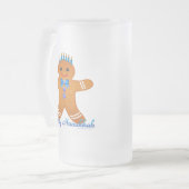 Judaica Hanukkah Gingerbrood Man Menorah Matglas Bierpul (Voorkant links)