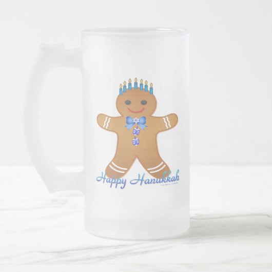Judaica Hanukkah Gingerbrood Man Menorah Matglas Bierpul (Links)