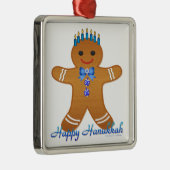 Judaica Hanukkah Gingerbrood Man Menorah Metalen Ornament (Rechts)