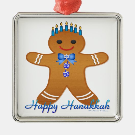 Judaica Hanukkah Gingerbrood Man Menorah Metalen Ornament (Voorkant)